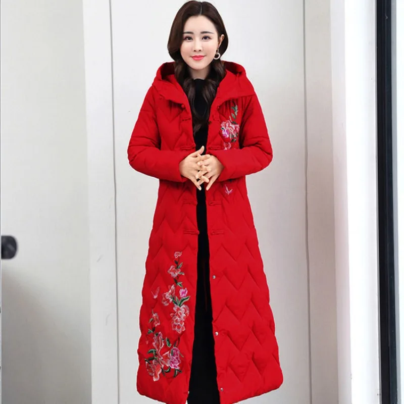 Women's Winter Autumn Top Coat Cotton Coat Zipper Embroidery Plus Size Retro Simple Comfortable Casual Niche Versatile Skinny