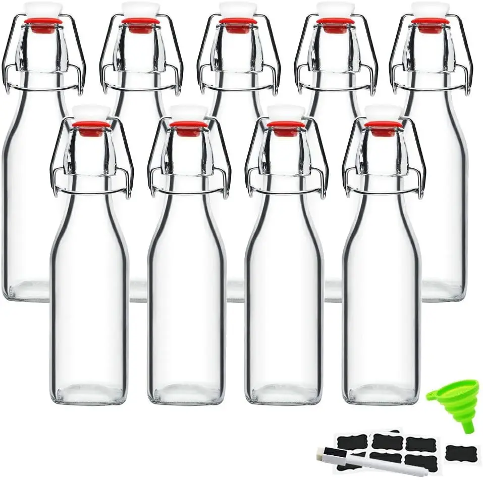 

9-Pack Swing Top Glass Bottles with Airtight Lids for Home Brewing and Storage