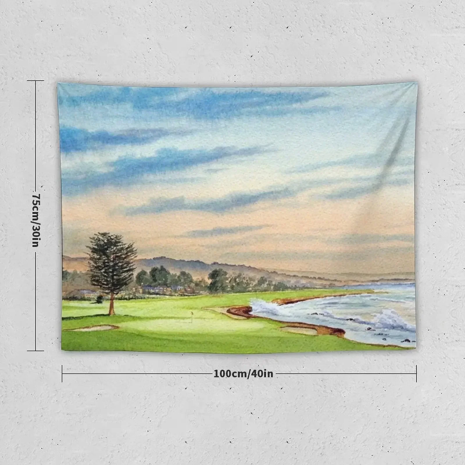 Pebble Beach Golf Course 18Th Hole Tapestry Wallpaper Bedroom Room Aesthetic Decor Cute Room Decor Tapestry