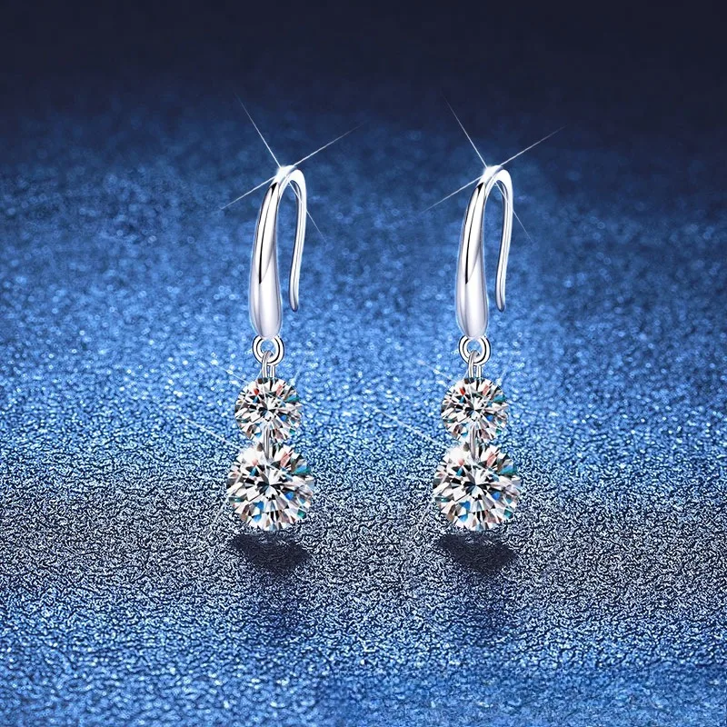 

S925 Sterling Silver 3ct Moissanite Earrings French Fringe Design Luxury Dangle Earrings for Women