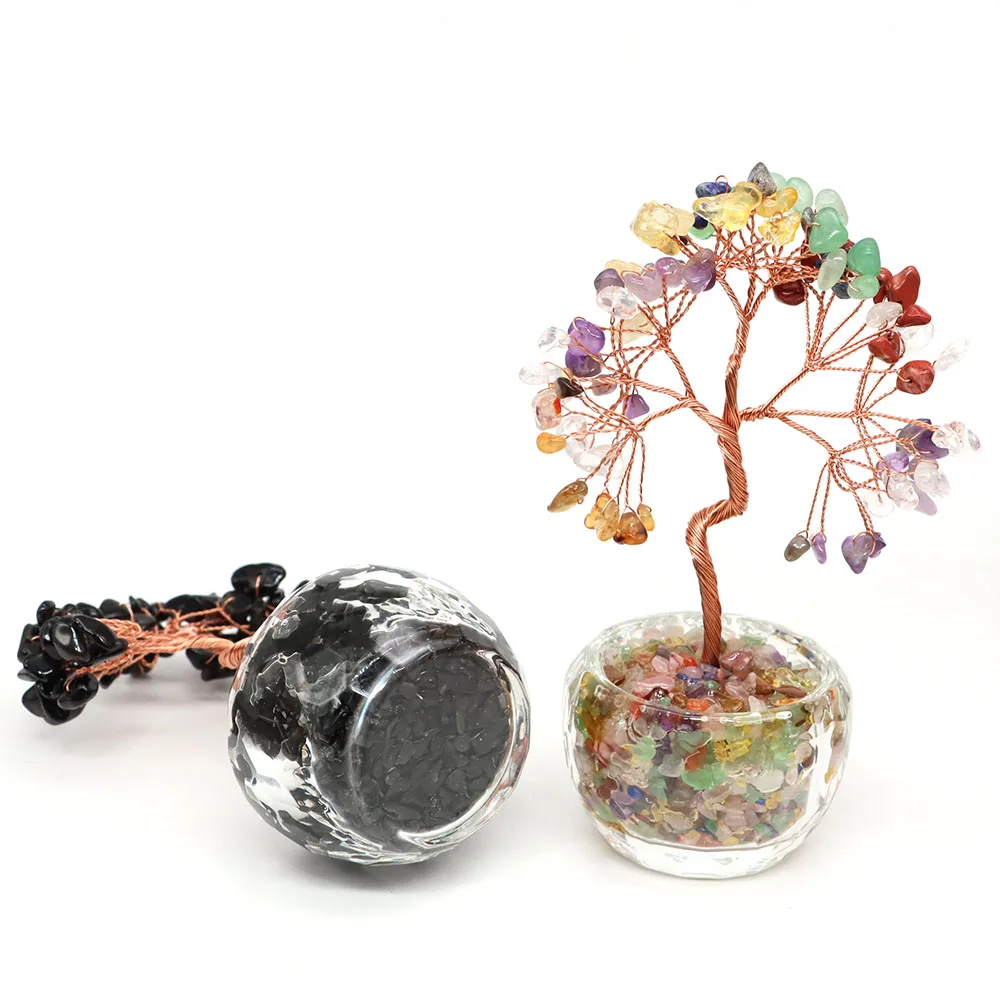 

Natural Crystals Tree Of Life Ornament Handmade Feng Shui Crystal Money Tree for Women Men Birthday Gifts Home Office Decoration