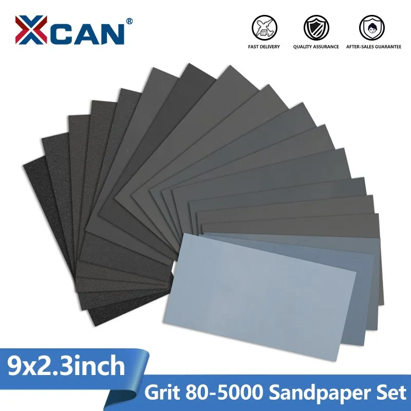 xcan conjunto de papel lixador papel lixador para metal e madeira papel lixador auto polimento 230x93 mm grit 805000 seco agua 01