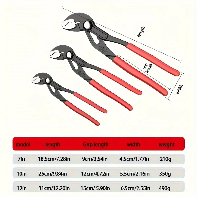 Water Pump Pliers Notch Pliers Self-Locking Pipe Pliers Multifunctional Automatic Adjustment Household Faucet Universal Wrench