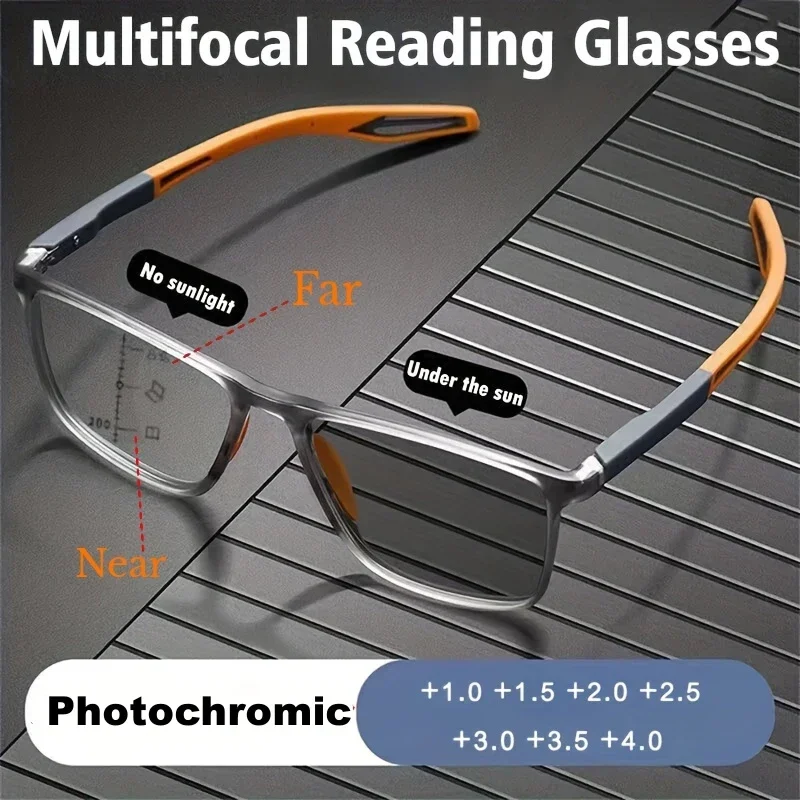 

Photochromic TR90 Anti-blue Light Multifocal Reading Glasses New Progressive Near Far Eyewear Men Women Sports Eyeglasses