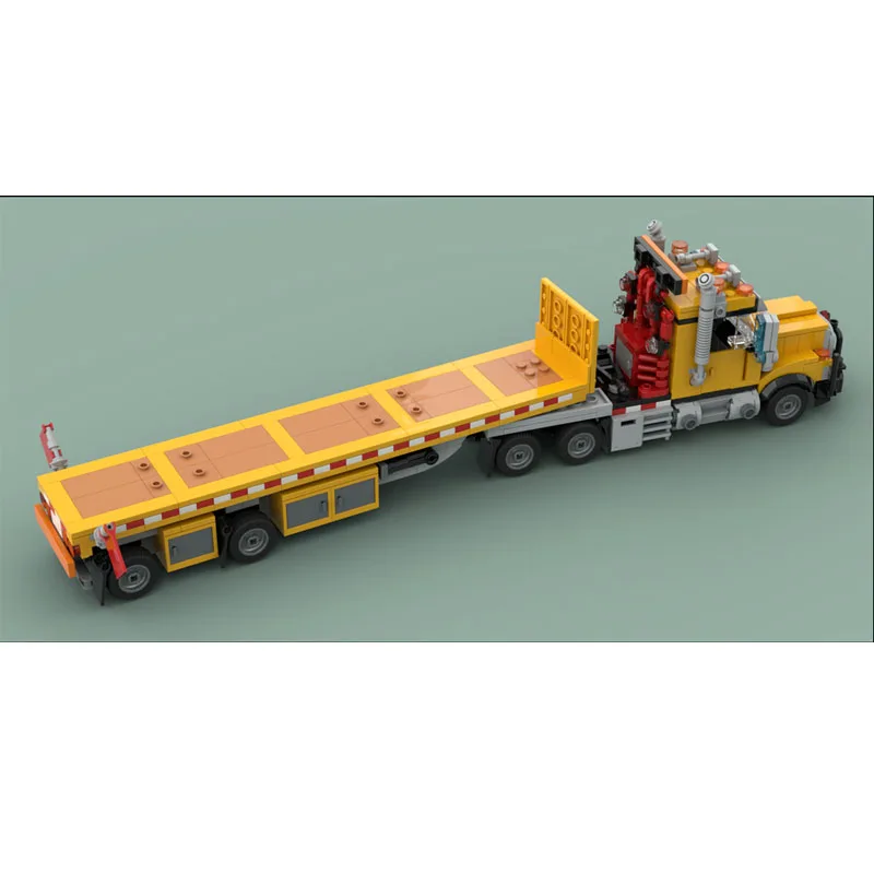

MOC-229454 Engineering Truck and Flatbed Trailer Building Block Model, 804 Parts, Birthday Gift Toy for Boys and Children