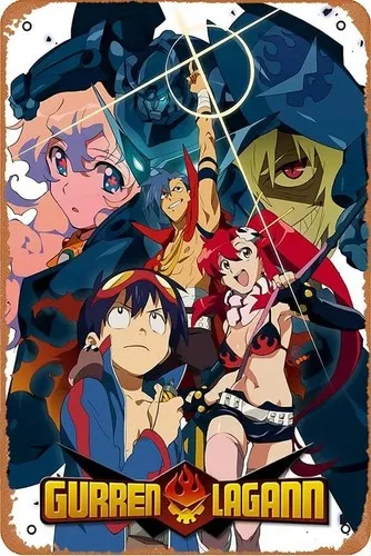 Tengen Toppa Gurren Lagann Plaque Poster Metal Tin Sign Vintage Retro Wall Decor