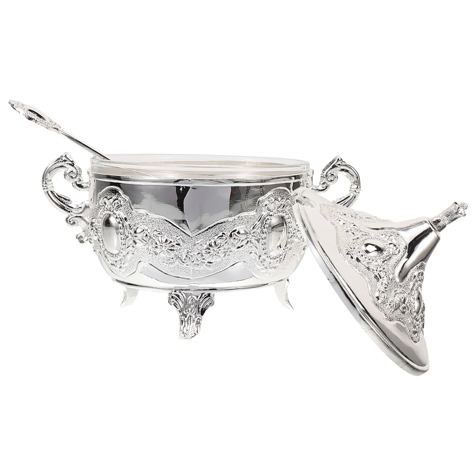 

Metal Seasoning Containers Salt Sugar Jars Kitchen Storage Box Zinc Alloy Glass Lid Spoon Elegant Rustproof Strong Homes Hotels