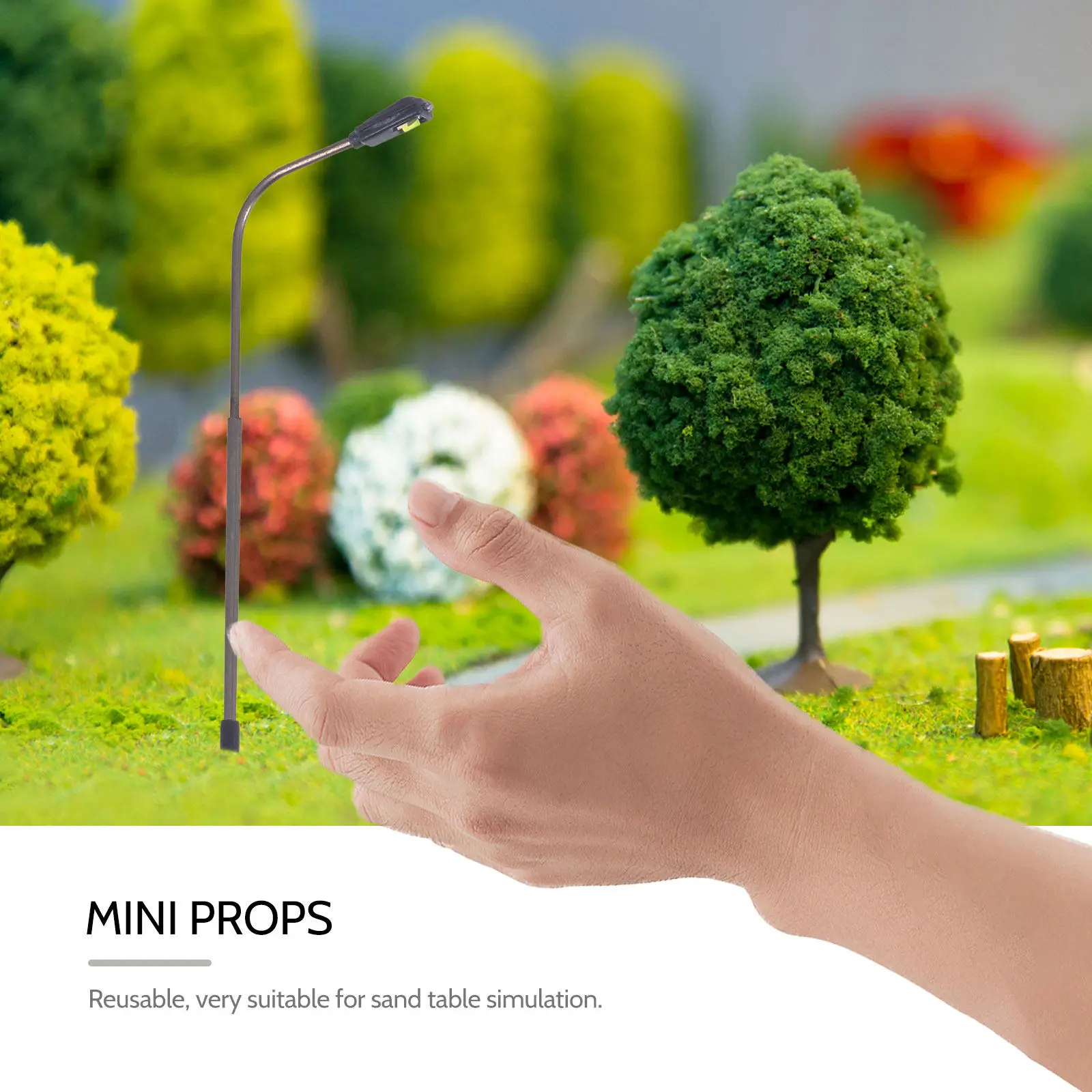 LED Railway Lamp Posts 10Pcs HO OO Scale Stainless Steel Model Train Street Lights Layout Accessories