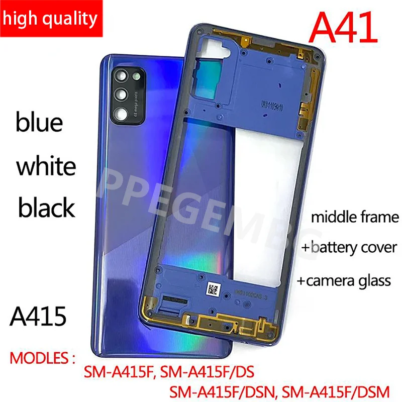 A41 For Samsung Galaxy A41 A415 Battery Case Phone Housing Chassis Middle Frame Back Cover Side Buttons Camera Lens Repair Parts