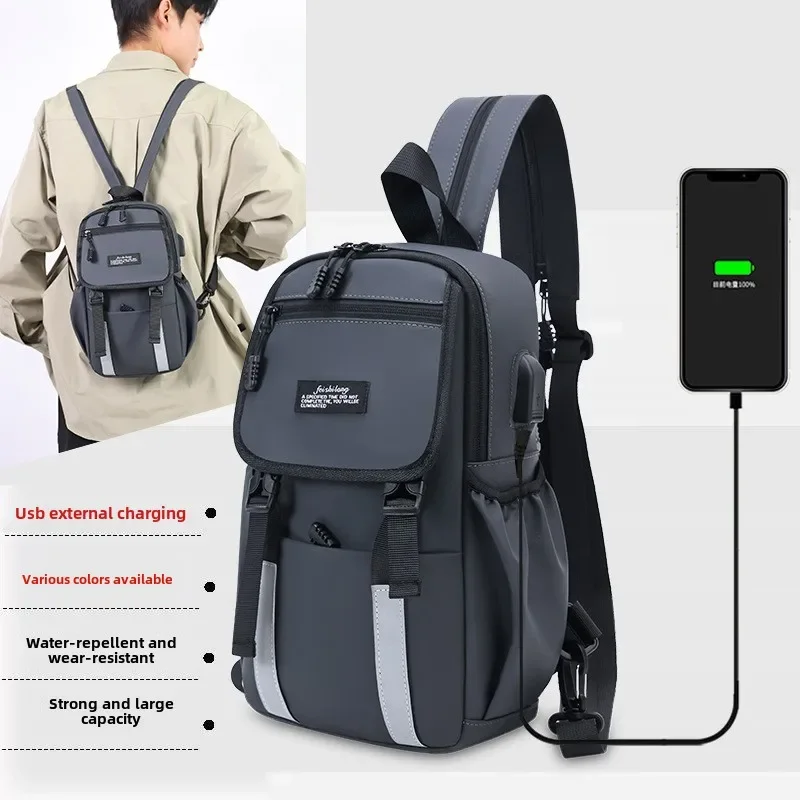 กระเป๋าสะพายชายอเนกประสงค์ HighQuality กระเป๋าผู้ชายพร้อม USB ชาร์จแฟชั่น Messenger Man Crossbody กระเป๋าเดินทางกระเป๋า 가