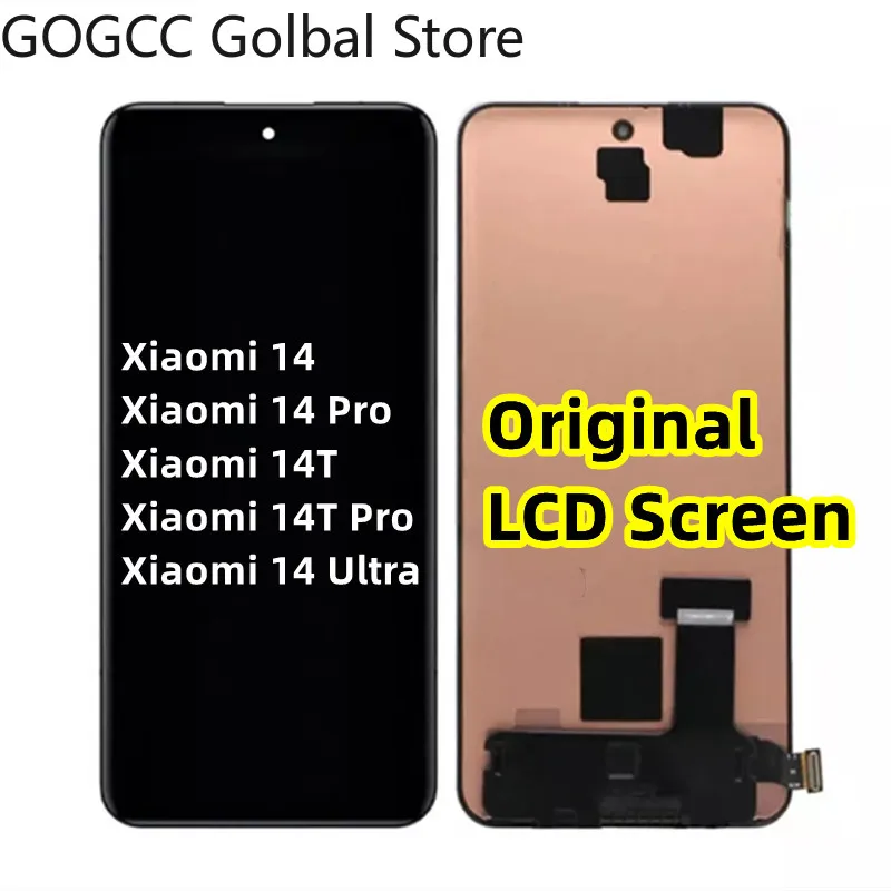 

LCD Display Original For Xiaomi 14 Ultra Mi 14T Pro 5G AMOLED LCD Screen Touch Digitizer Assembly + Mid Frame Replacement