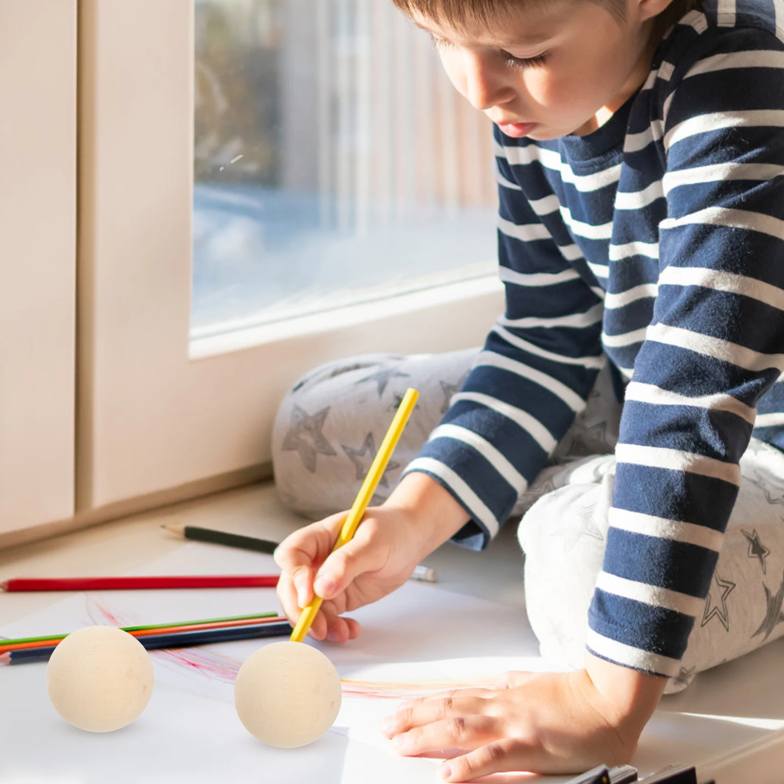 10Pcs Wooden Craft Balls Solid Non-Porous for Kids Creative Projects Develop Hand Eye Coordination Long Lasting Use