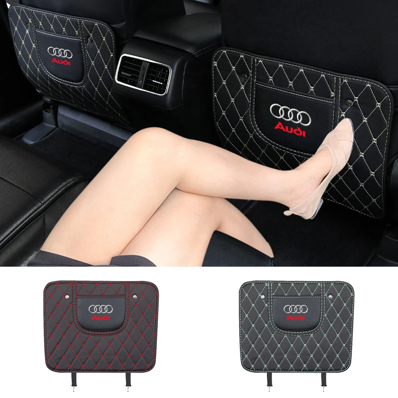 1pcs Car Anti-Kick Pad Mat Seat Backrest Protector Cover For Audi Quattro Sline A3 A4 A6 A5 Q5 A1 Q7 Q3 Q2 Q8 A7 A8 TT S1 SQ5