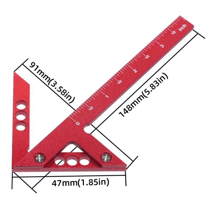 Durable Wood Measuring Tool Professional Carpenter Ruler Aluminum Alloy Construction Center Finding & Line Drawing