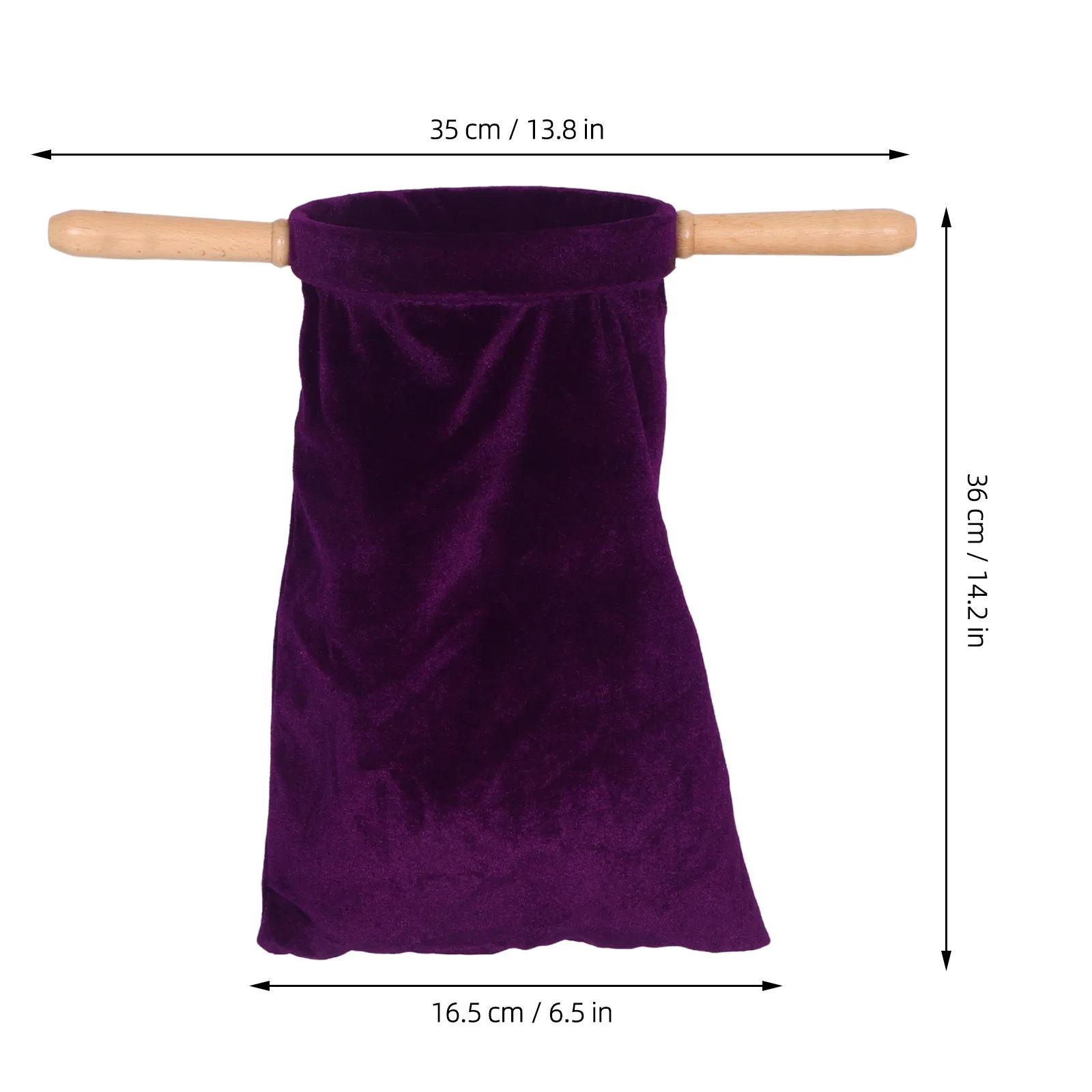 Church Offering Bag Purple Thick Canvas Stable Wooden Handle Secure Collection Basket Church Donation Pouch Large Offering Bags