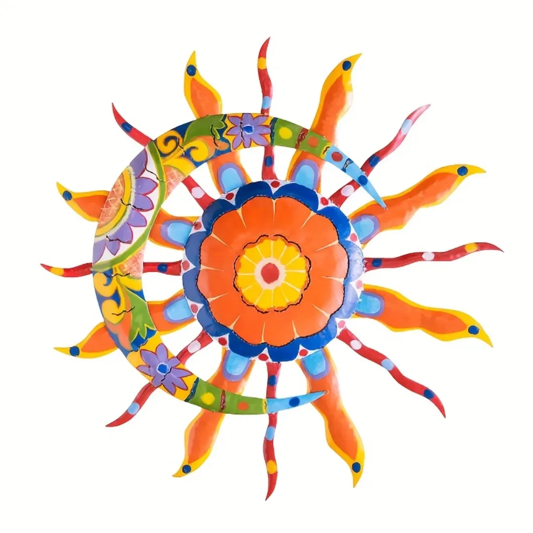 CIFBUY 1pc Sun & Moon Fashion Themed Metal Tin Sign,20x30cm,2D Flat Cutout Horizontal Wall Hanging UV Print Waterproo