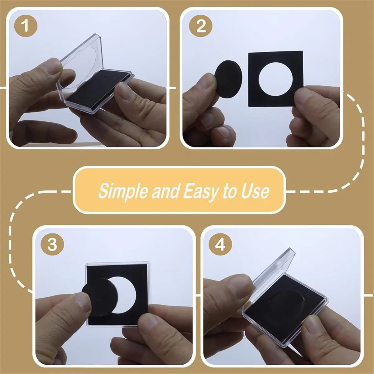 50 PCS Coin Capsules, Coin Snap Holders with 5 Sizes Black Gaskets, Clear Coin Cases for Coin Collection Supplies