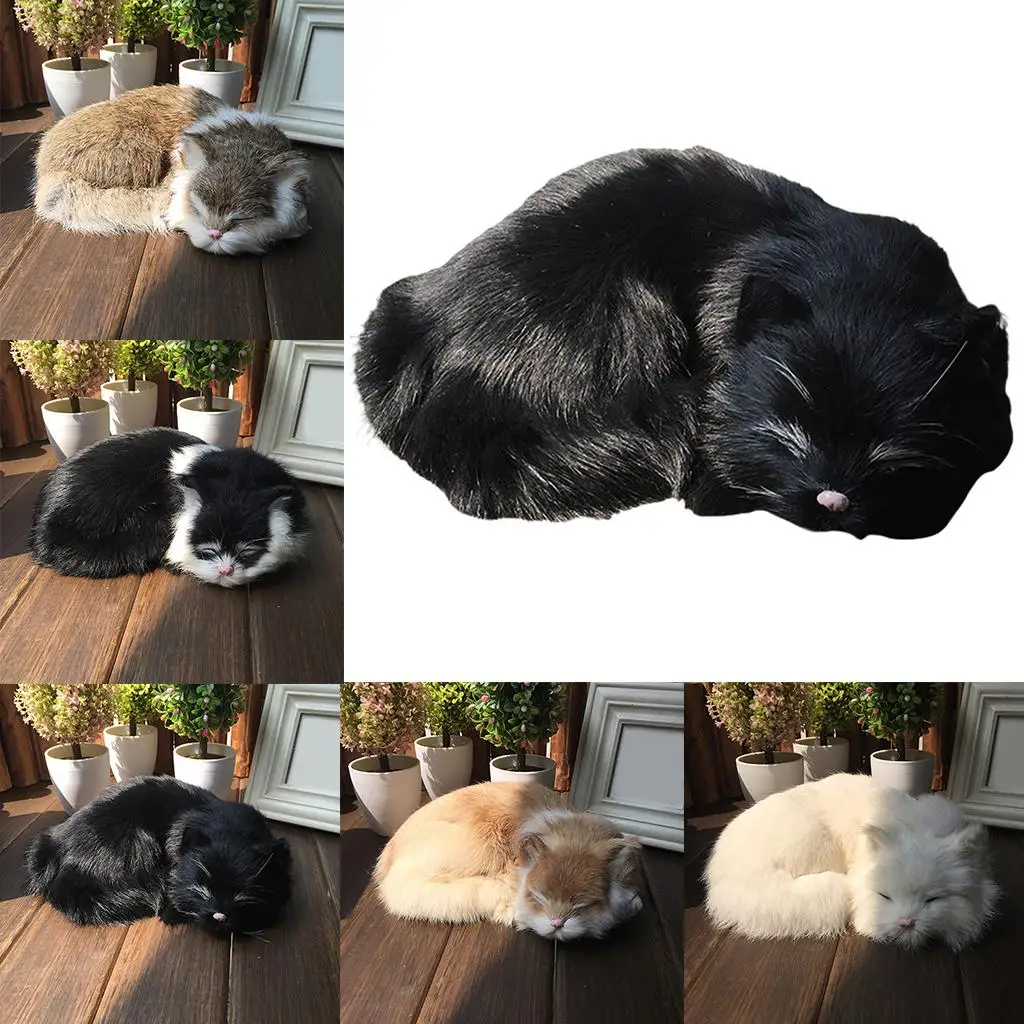 현실적인 고양이 귀여운 봉제 동물 입상 인형 장난감 크리스마스 장식품 선물