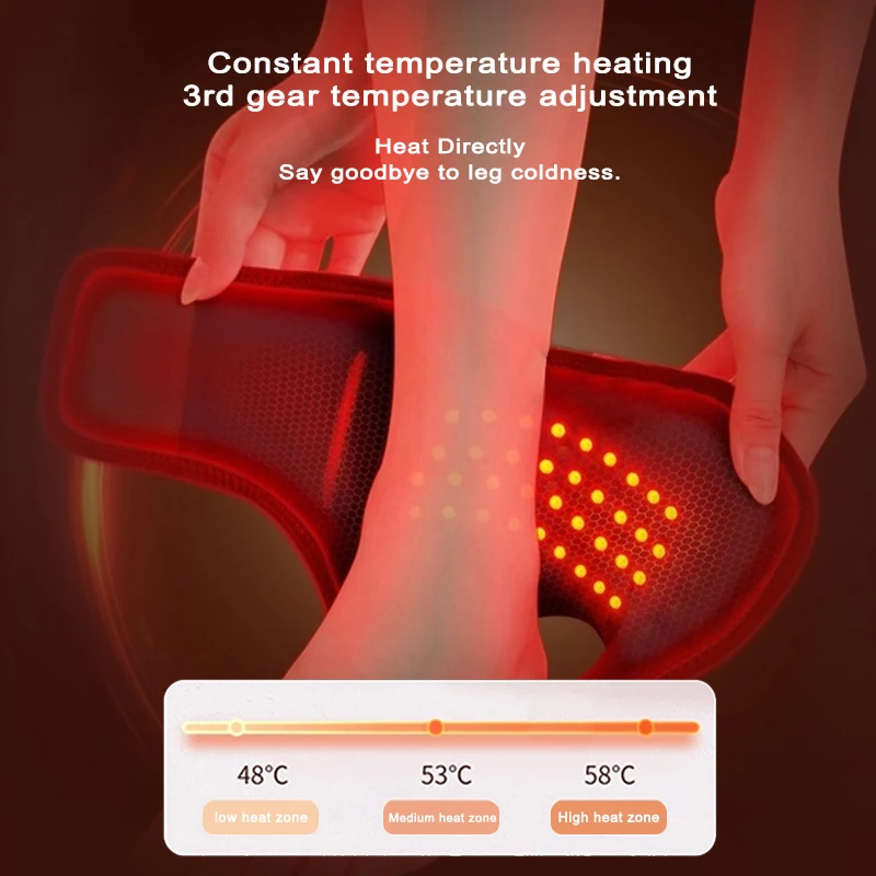 Heated Ankle Massage Wrap 3‑Level Temperature Adjustable Cordless Portable Heating＆Vibration Brace  for Foot & Ankle Comfort Use