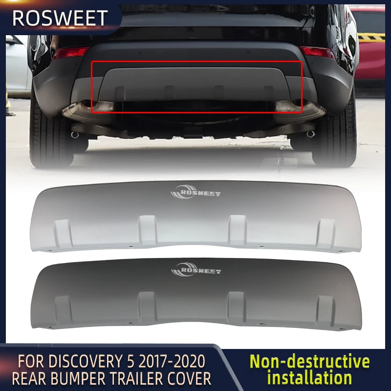 Tampa para reboque traseiro para Land Rover Discovery 5, placa de proteção inferior, acessórios para automóvel, cinzento e prateado, 2017, 2018, 2019, 2020