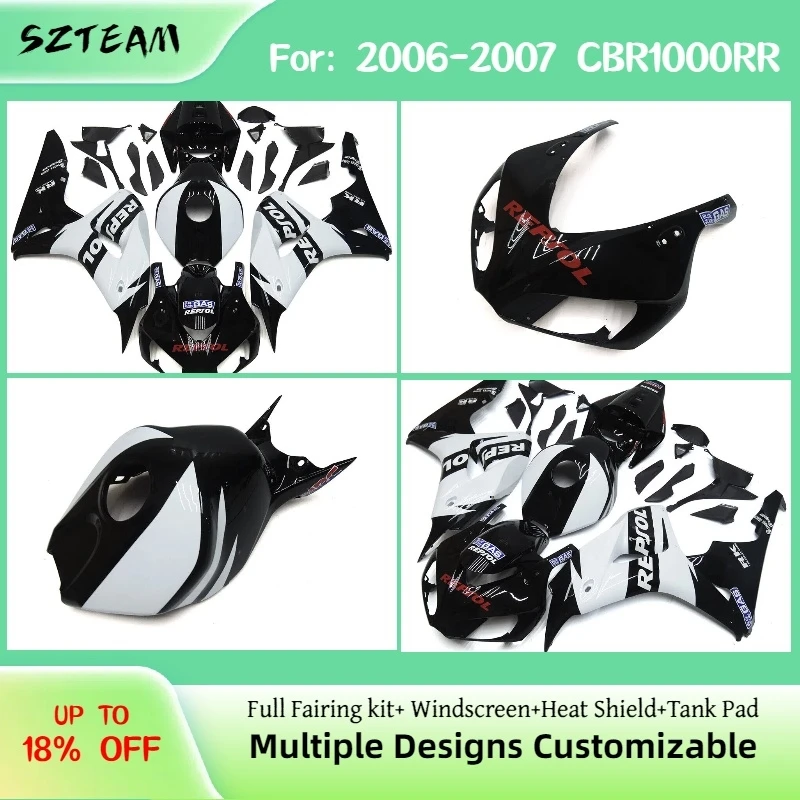 

Комплект обтекателей для Honda CBR 1000RR 2006-2007, CBR1000RR 06-07, замена из АБС-пластика, высококачественные панели для мотоцикла
