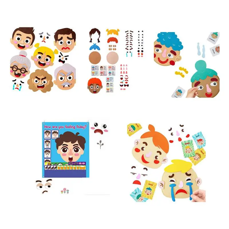 Social Emotional Learning Toys Multiplayer Felt Stickers Kit Game Non-woven Fabric Children's Expression Facial Feature stickers