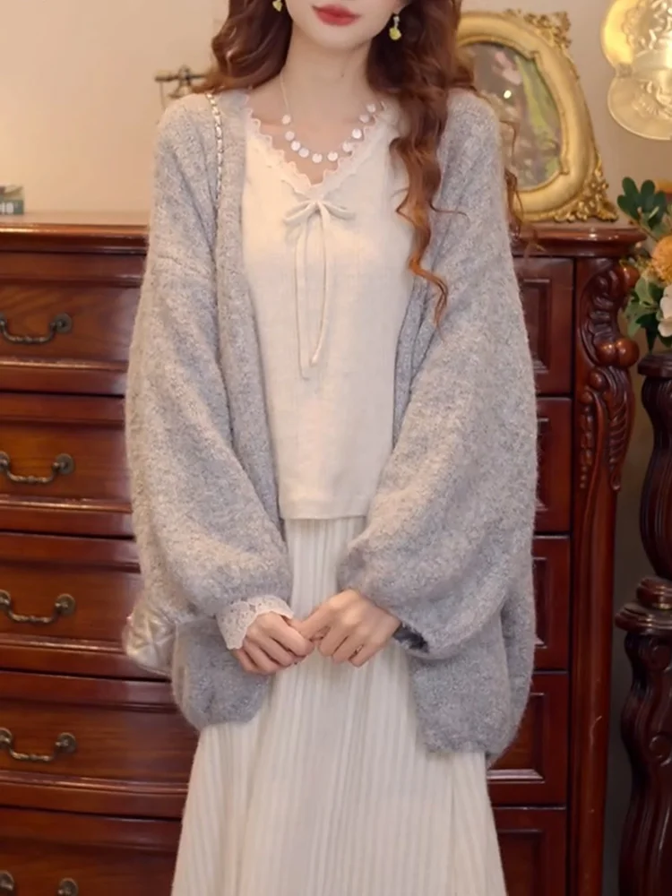 

Ele Lazy Design Women's Knitwear Outerwear Simple Sli plus Size V-Ne Long Sve Warmth-Seeking Commute Sle