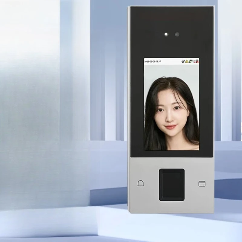 Face fingerprint swipe card recognition attendance access control all-in-one machine, glass door smart