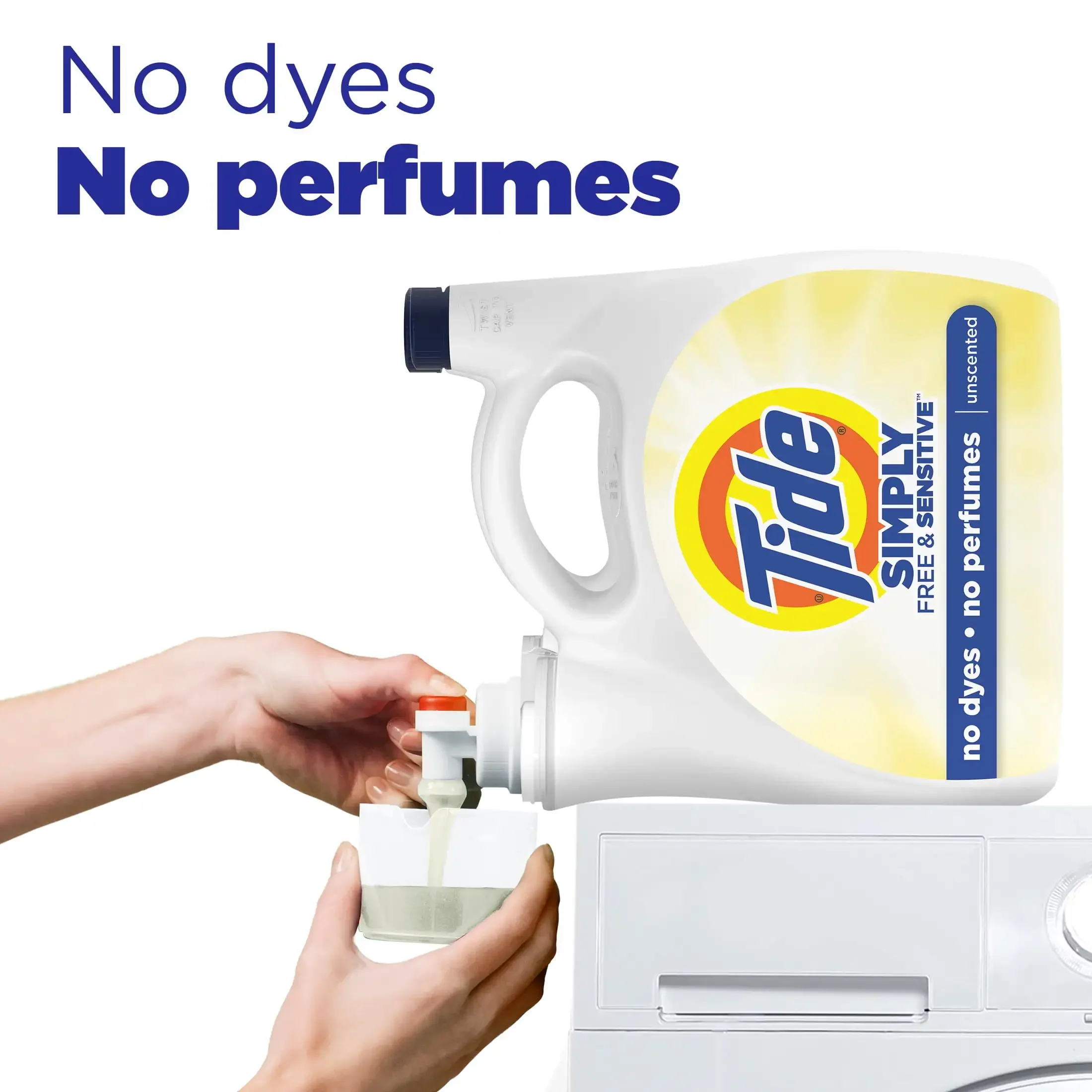NEW-Tide Simply Liquid Laundry Detergent, Free & Sensitive, 85 Loads, 107 fl oz