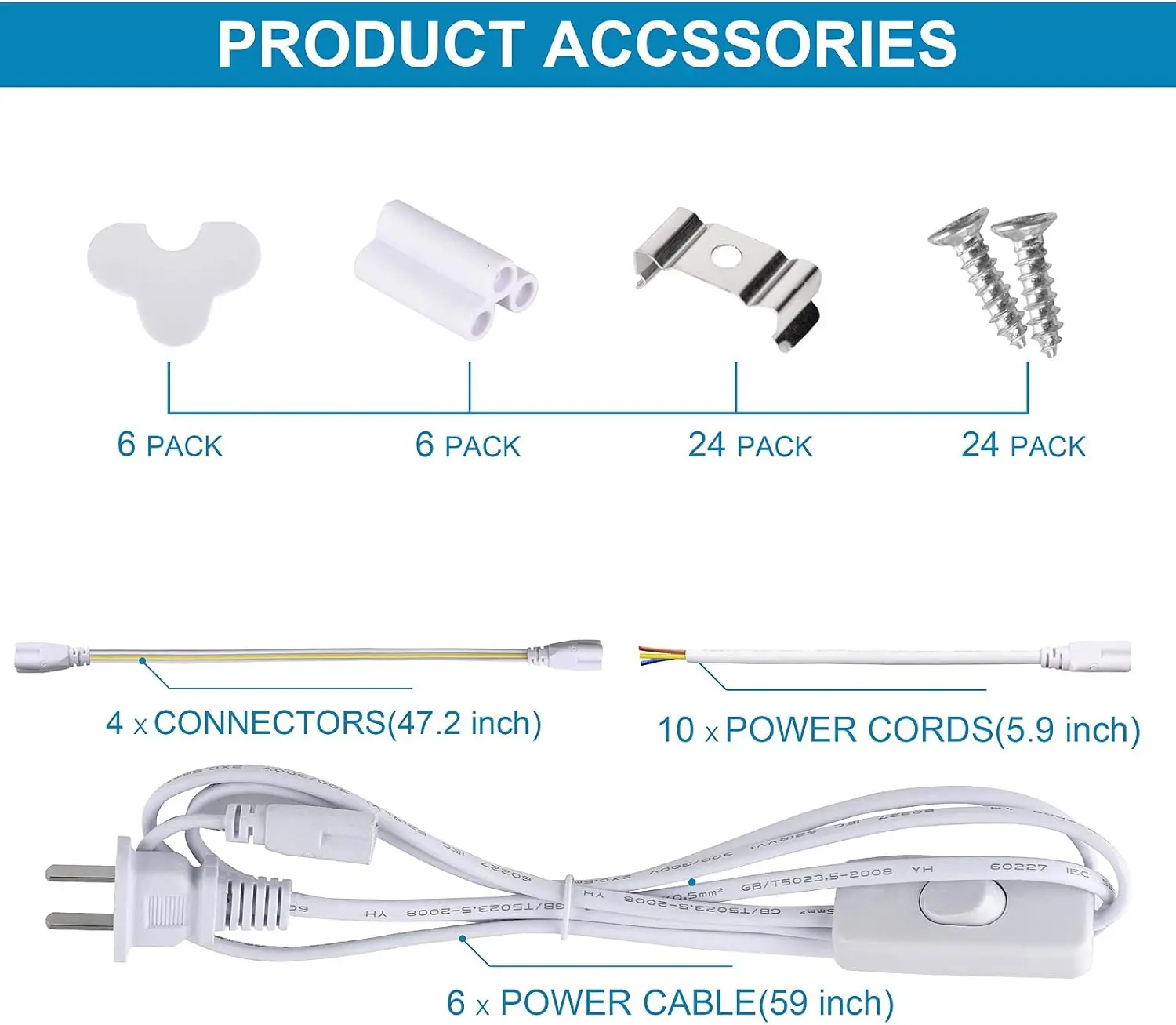 Luzes LED Shop com luzes enlaçáveis, 8 pés, 96 polegadas, 18800LM, 5000K