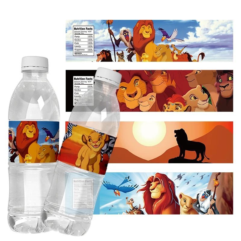 6pcs Lion King Baby Shower Water Bottle Labels Kids Birthday Party Bottle Label Decoration Label self-adhesive Stickers supplies