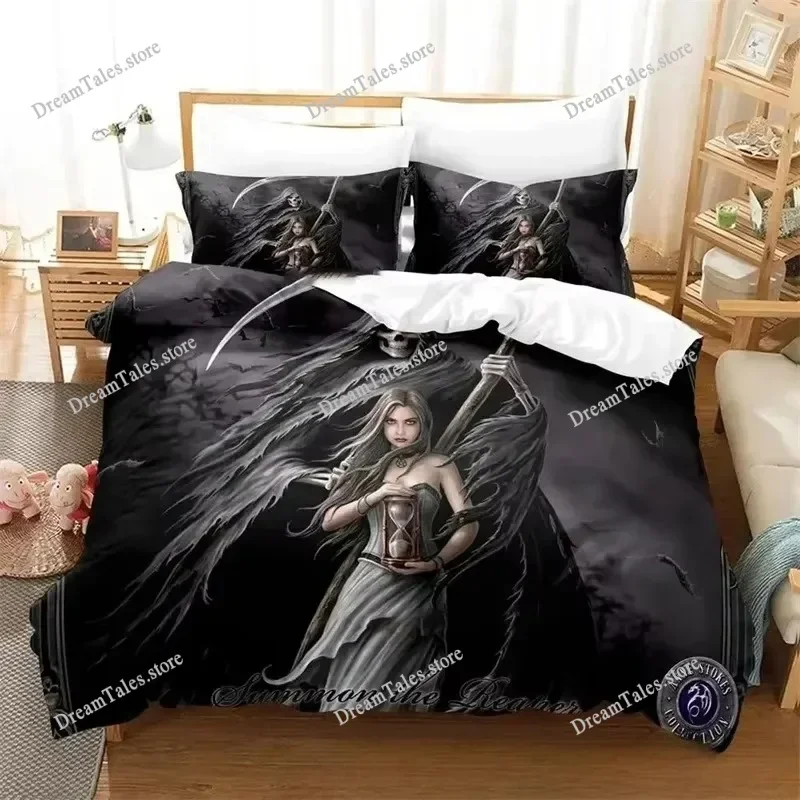 Dark Grim Reaper Bedding Set Single Twin Full Queen King Size Bed Set Adult Kid Bedroom Duvet Cover Sets 3D Anime Luxury Gift741