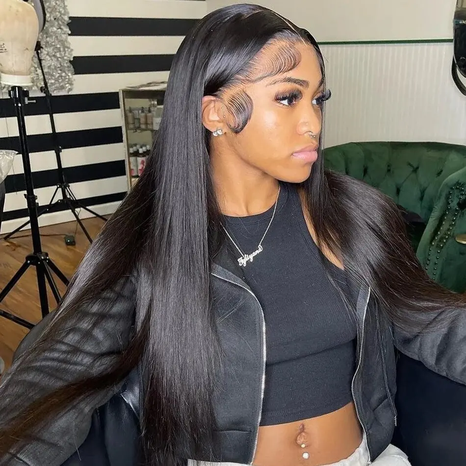 

200 Density 13x4 13x6 Transparent Bone Straight 30 Inches Lace Front Human Hair Wigs Brazilian Frontal Wigs For Women