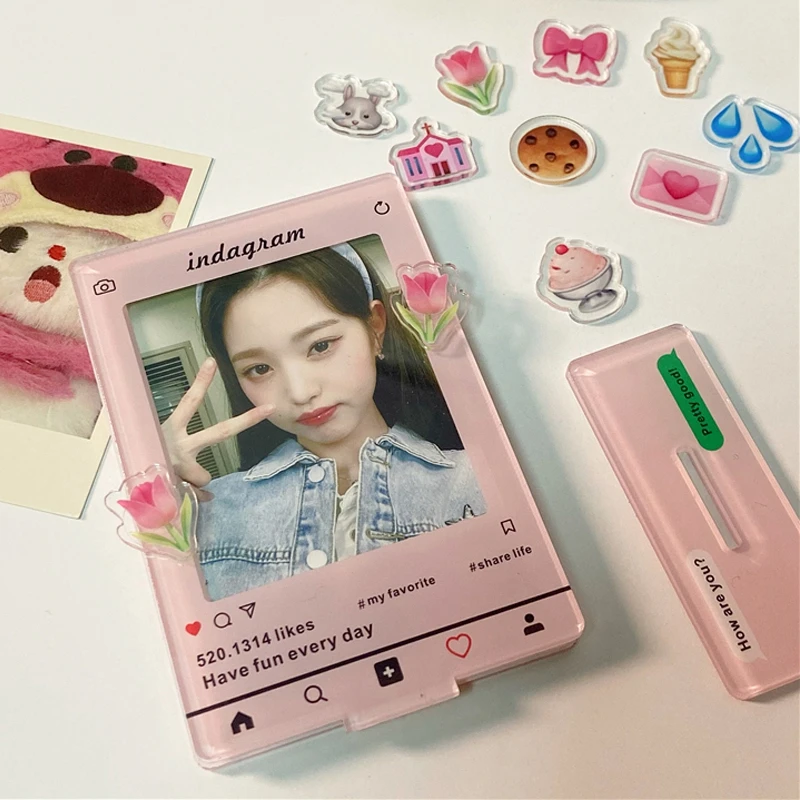 Acrylic Picture Frame Kpop Photo Protector Idol Photocard Holder Frame Ins Style Photo Card Supplies Home Desktop Decoration