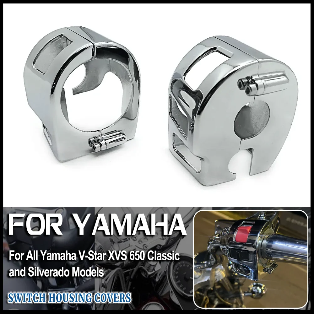 Motorcycle Chrome Switch Housing Cover Caps For Yamaha V-Star XVS 650 Classic and Silverado Models