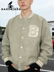 Men's Faux Leather Jacket Vintage Varsity Baseball Collar Letterman Motorcycle Coats Bomber Streetwear Spring/Autumn Outerwear
