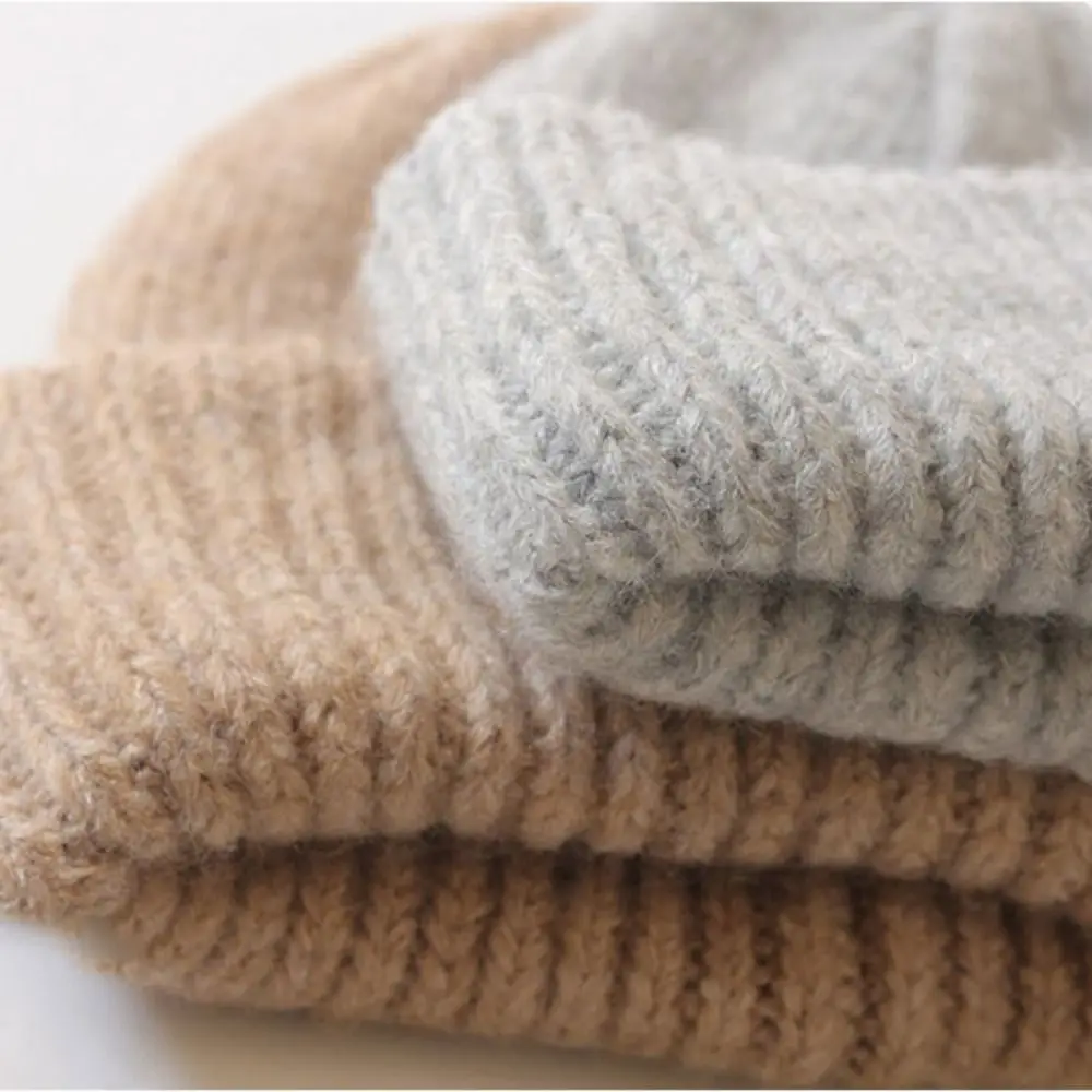 Retro Warm Cap Knitted Hat Wool Hat Jennie Style Crochet Basin Cap Solid Color Korean Knit Beanie Apparel Accessories