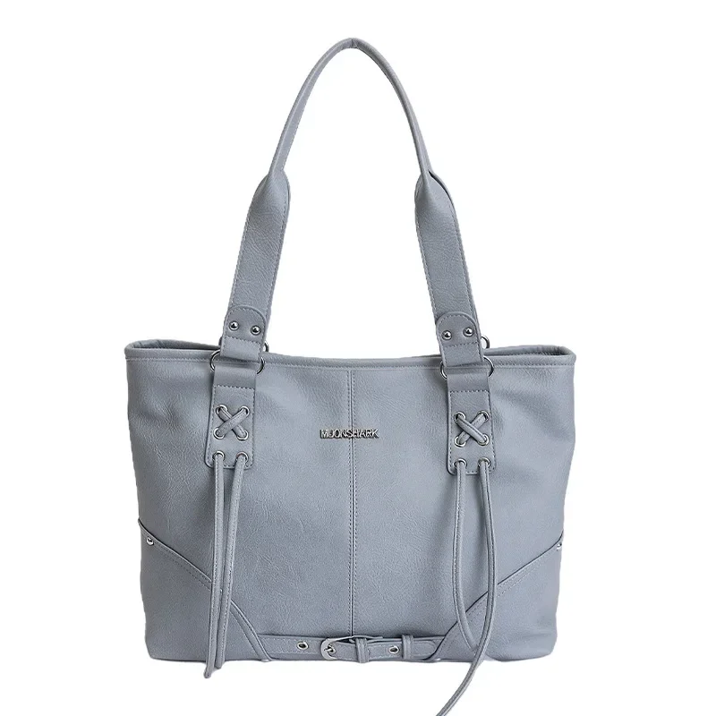 

Women Retro PU Leather Tote, Tassel Belt Buckle Large Capacity Shoulder Handbag, Casual Commute Underarm Purse Travel Versatile
