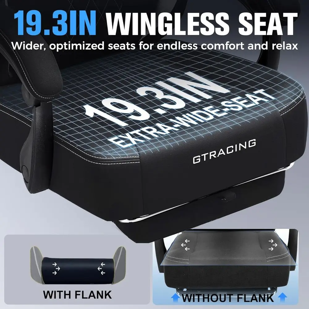 كرسي مكتب مريح عالي الظهر مع دعم قطني ووسادة زنبركية للجيب ومسند للقدمين للاعبين الكبار والطويل #4