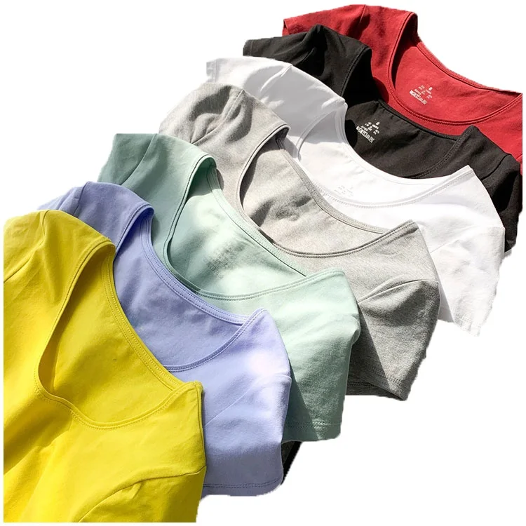 تي شيرت نسائي كاجوال من القطن ort Sve تي شيرت مرن بلون نقي مناسب للغرفة الصيفية الأصلية #5