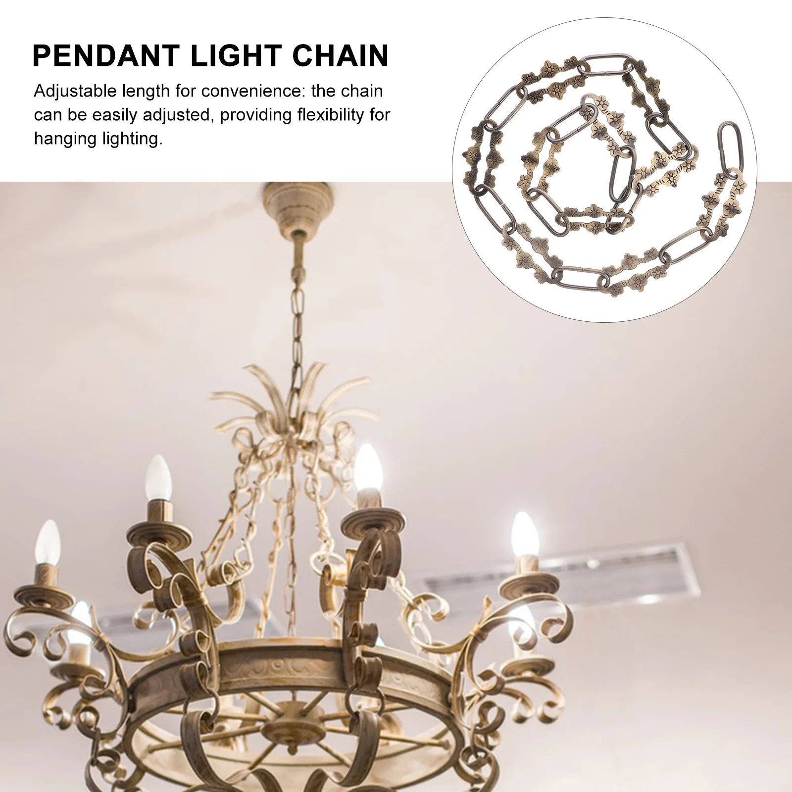 

Duty Lighting Adjustable Metal Chandelier Pendant Fixture Chain Pendant Lamp Fixture Extension Hanging Chain