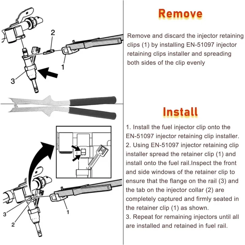 NONY 6708 Injector Retaining Clip Replacer for GM Select 2013 & Newer Vehicles with 4.3L V6, 5.3L V8, & 6.2L V8,Replace EN-51097