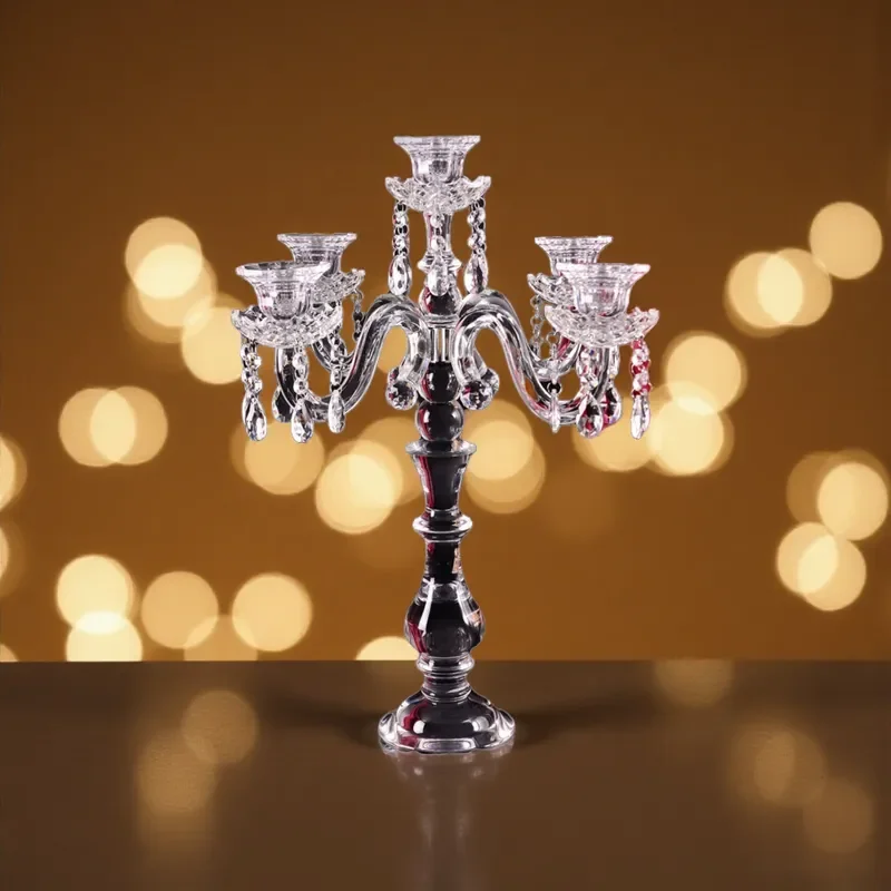 Luxury Gold Crystal Candle Holder Multi Head Roman Column Style Romantic Home Decor Ornament Fashion Light Luxury Candle
