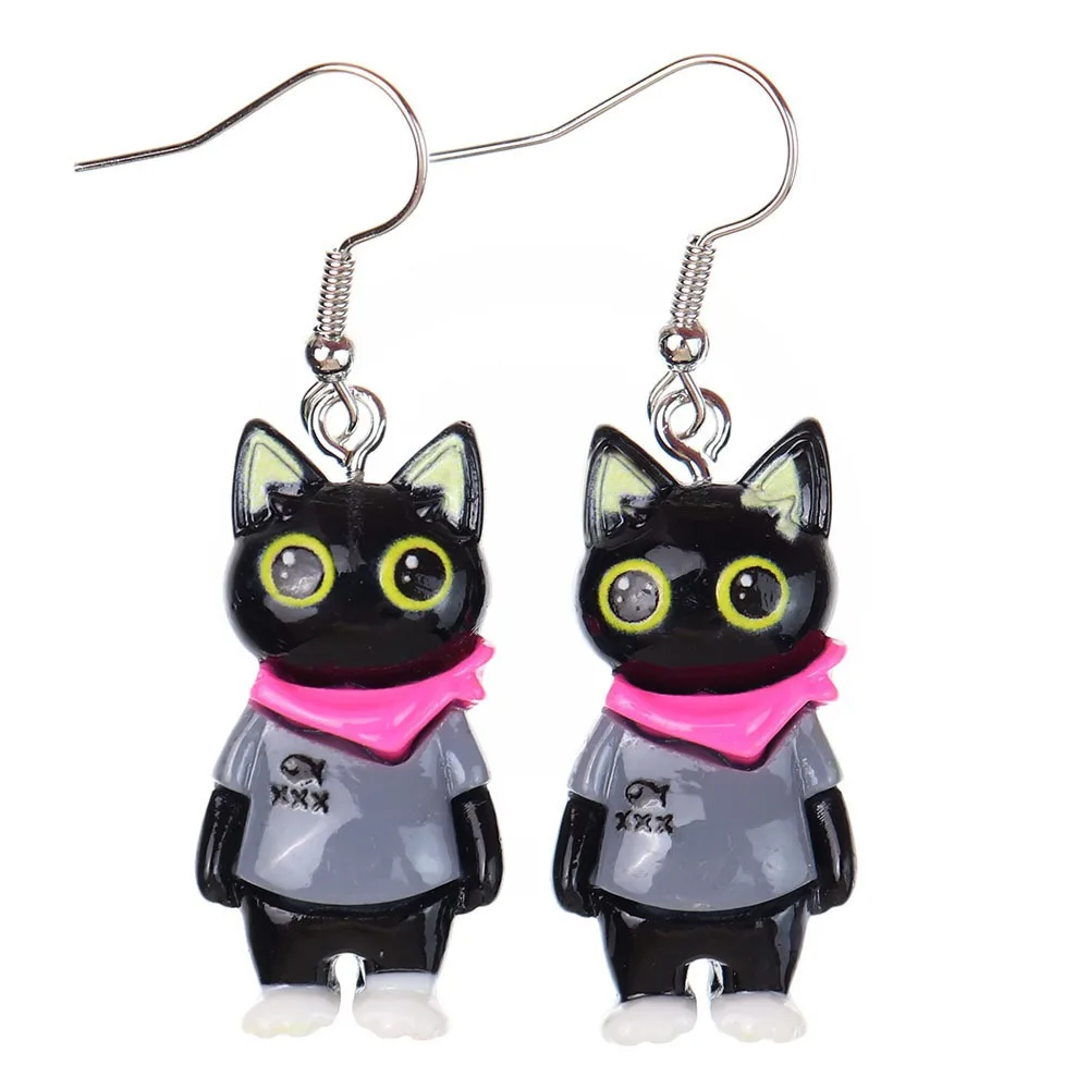 1pair Fun Cute Cartoon Cat Earrings Children's Fun Girl Heart Ear Hook Ear Drop Earrings Jewelry image 5