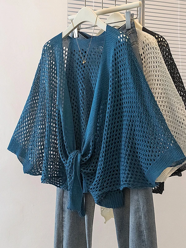 

Bohemian Style Korean Version Mesh Open Cardigan Women's Summer New Casual Batwing Sleeve Breathable Short Sleeve Coat