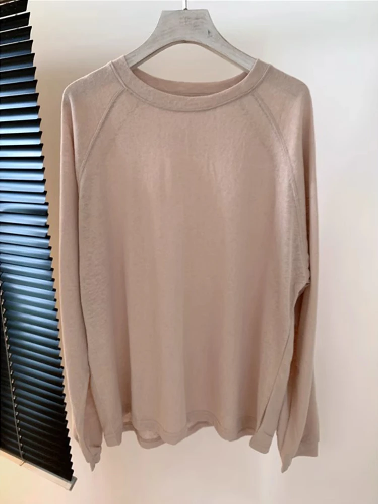 Snowflake Cotton Long Sve T-irt Women's Spring 2024 New Sle Simple Pure Color Loose Base Top Comfortable Korean Sle