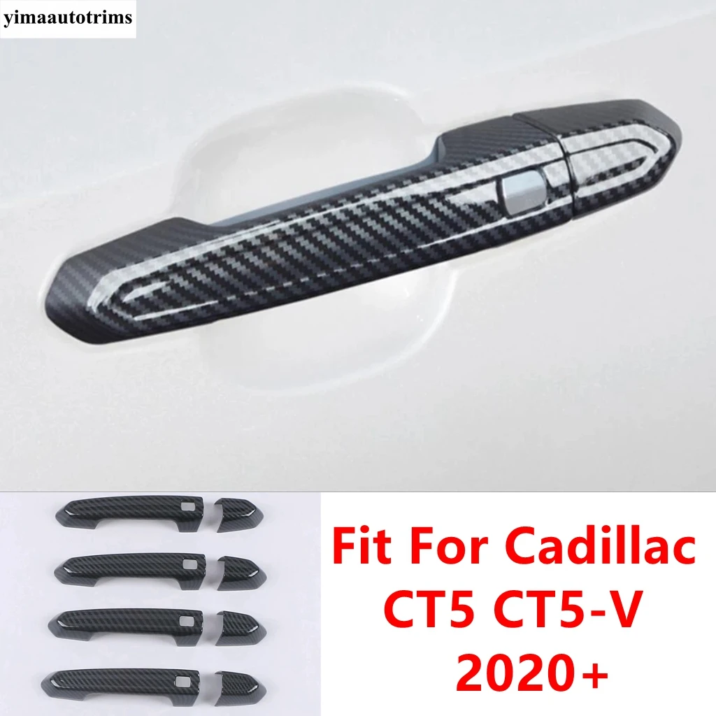 

Car Outer Door Handle Protector Decoration Cover Trim ABS Carbon Fiber Accessories Exterior For Cadillac CT5 CT5-V 2020 - 2022