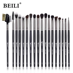 BEILI Luxury Black 10-19Pcs Eye Makeup Brushes Natural Goat Hair Eyeshadow Eyebrow Eyeliner Makeup Brush Set brochas maquillaje