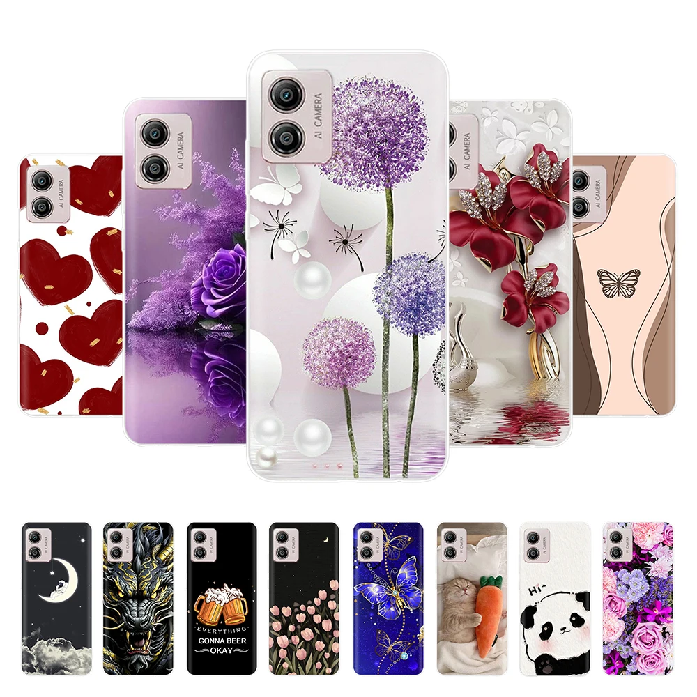Para Motorola Moto E13 funda de teléfono mariposa gato funda de silicona suave para Moto E13 motoE13 Fundas de protección transparente Fundas a prueba de golpes