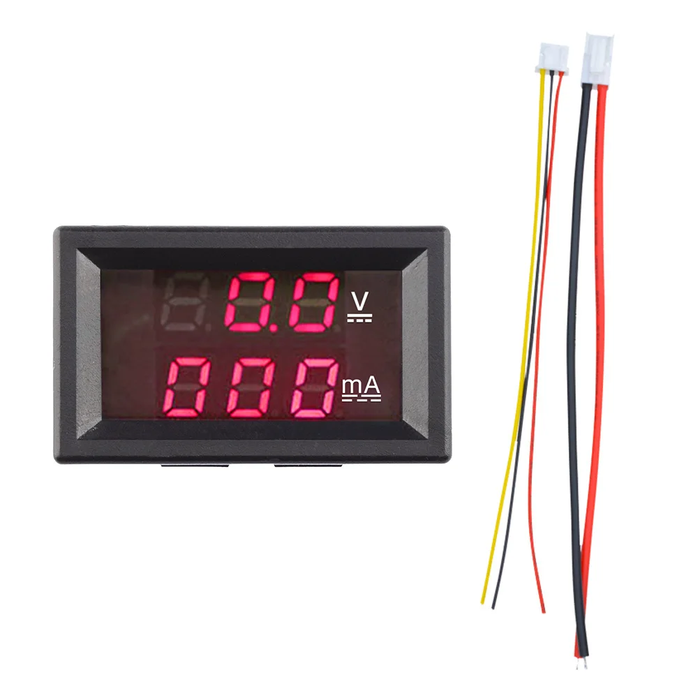 Digital Voltmeter Ammeter DC 100V 1A Amp Voltage Current Meter Tester 0.28 Inch Dual LED Display Panel With Connect Wires